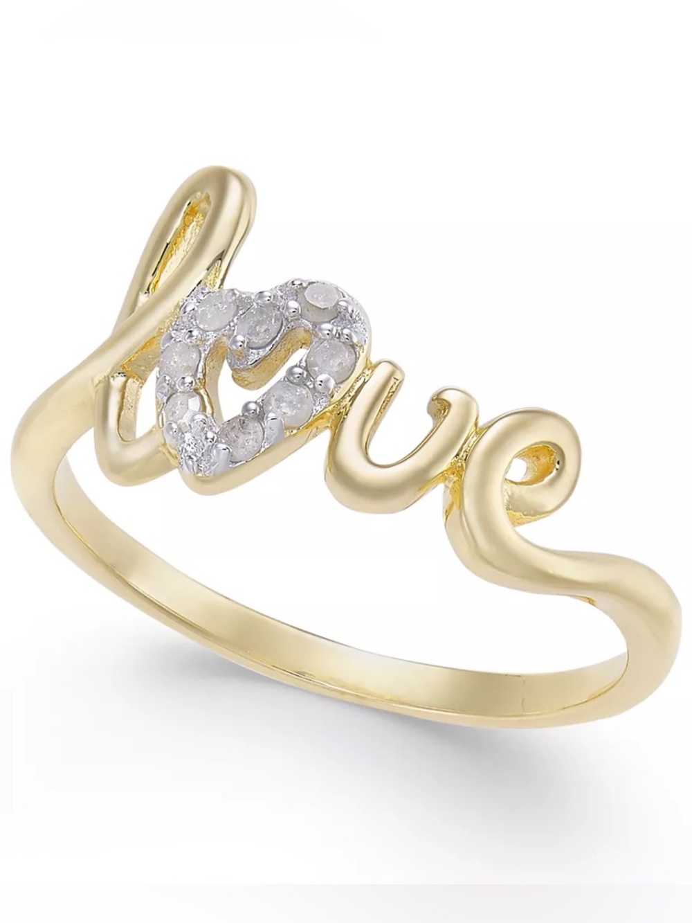 Macy's Diamond Love Ring (1/10 ct. t.w.) in 14k Gold-Plated Sterling Silver